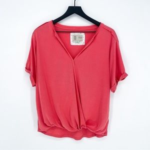Anthropologie Saturday Sunday Clarissa Wrap Top Coral Small